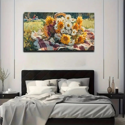 Sunflower Vibrant Floral Décor Wall Art Canvas Office Home Room Framed 120x60cm