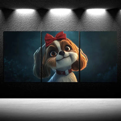 3pcs Dog Wearing a Bow Tie Cutest Animal Metal Print Ready to Hang Art