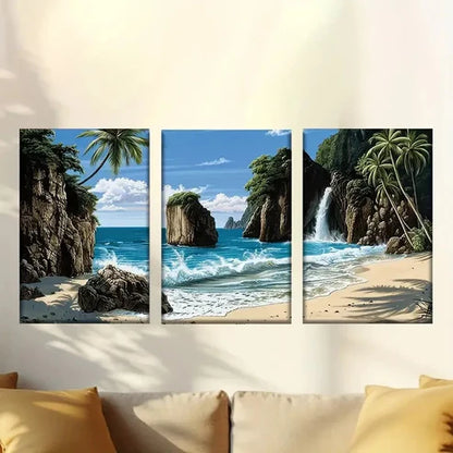 3pcs Summer island Wall Art Set Canvas Unframed - High Quality Print 100% Australian Made Wall Canvas