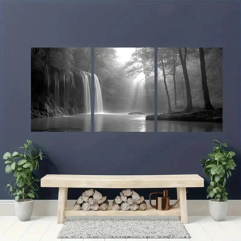 3pcs Haunting Black And White Forest Wall Art Set Canvas Framed 40x60cm - High Quality Print 100% Australian Made Wall Canvas Ready to Hang