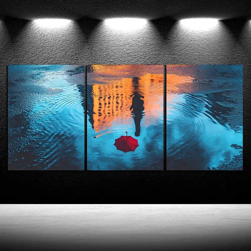 3pcs Abstract Raindrop Painting Metal Print Ready to Hang Art