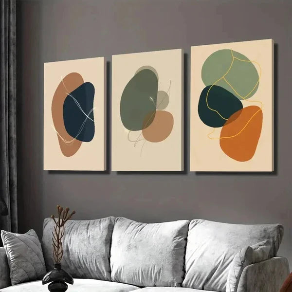 3pcs Abstract Modern Minimalist Wall Art Set Canvas Framed 50x70cm - High Quality Print 100% Australian Made Wall Canvas Ready to Hang