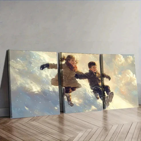 3pcs Two Youngsters Wall Art Set Canvas Unframed - High Quality Print 100% Australian Made Wall Canvas