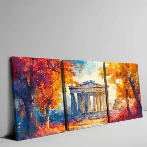 3pcs Ancient Greek Architecture Décor Perfect Wall Art Canvas Unframed - High Quality Print 100% Australian Made Wall Canvas
