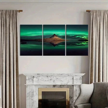 3pcs Nordic Aurora Nature Landscape Wall Art Set Canvas Framed 40x60cm - High Quality Print 100% Australian Made Wall Canvas Ready to Hang