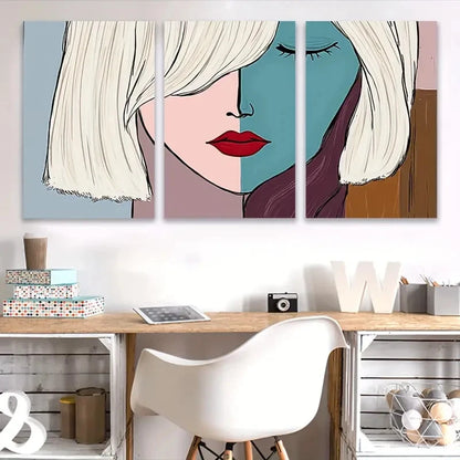 3pcs White Woman Portrait Painting Wall Art Set Canvas Framed 60x90cm - High Quality Print 100% Australian Made Wall Canvas Ready to Hang