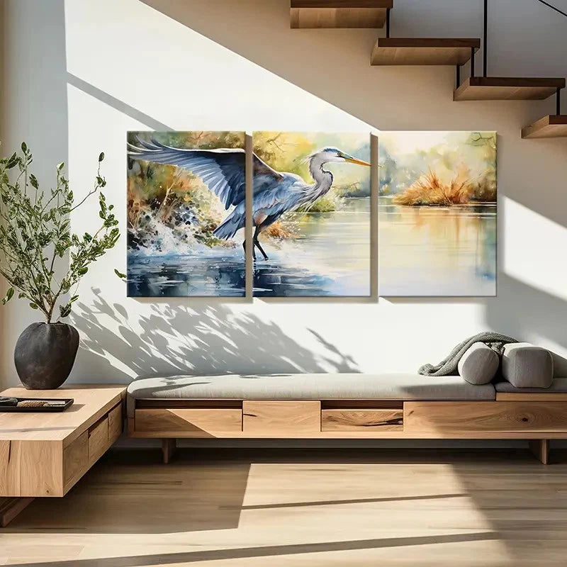 3pcs Watercolor Style Birds Retro Metal Print Ready to Hang Art