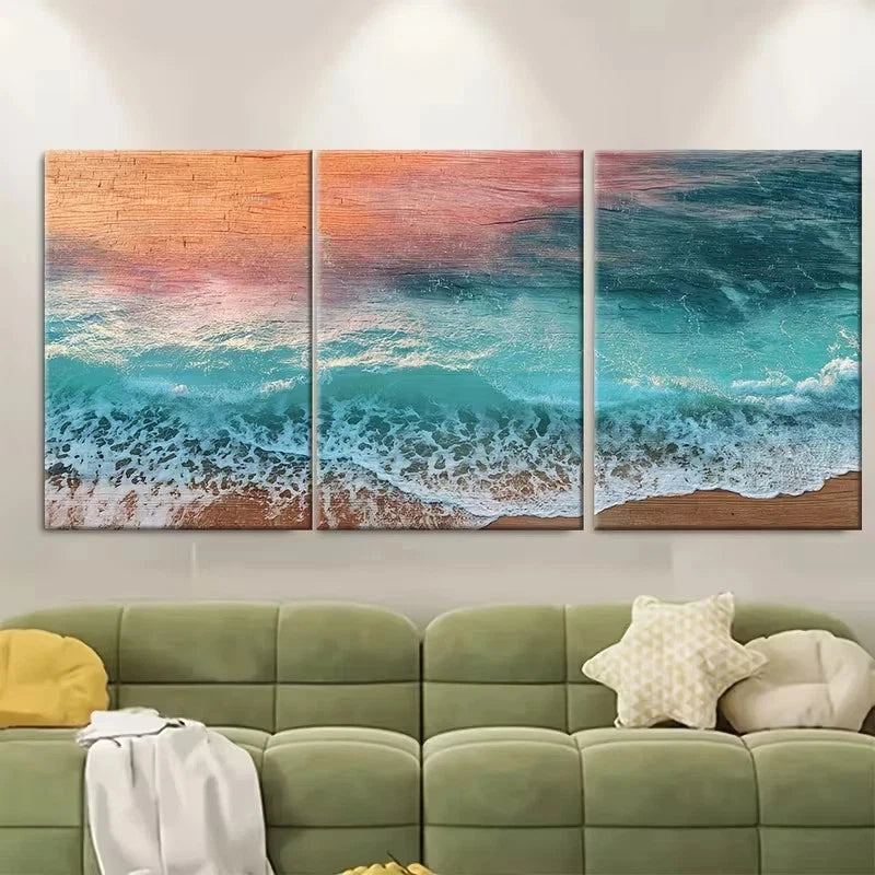3pcs Sunrise Photography, Coastal Large Ocean Wall Art Set Canvas Framed 40x60cm – High Quality Print 100% Australian Made Wall Canvas Ready to Hang