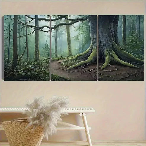 3pcs Misty Forest Path Wall Art Canvas Unframed - High Quality Print 100% Australian Made Wall Canvas