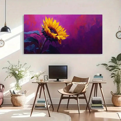 Deco Sunflower Floral Color Wall Art Canvas Office Home Room Framed 120x60cm