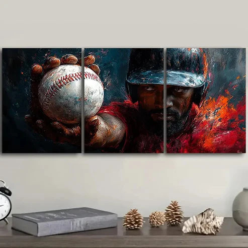 3pcs Baseball Wall Art Set Canvas Unframed - High Quality Print 100% Australian Made Wall Canvas