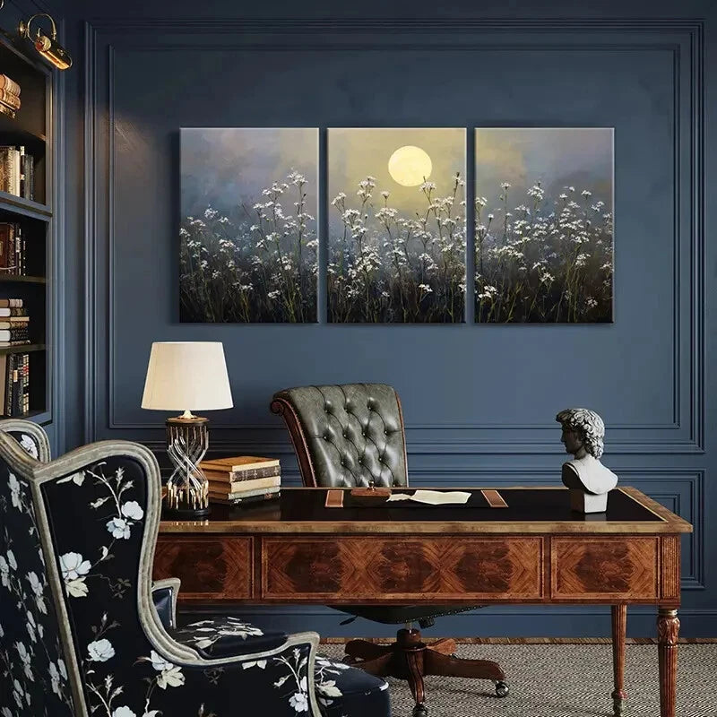 3pcs Romantic Night Sky Dreamy Landscape Metal Print Ready to Hang Art