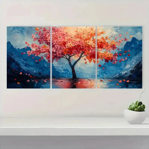 3pcs Abstract Blossom Trees IR Wall Art Canvas Unframed - High Quality Print 100% Australian Made Wall Canvas