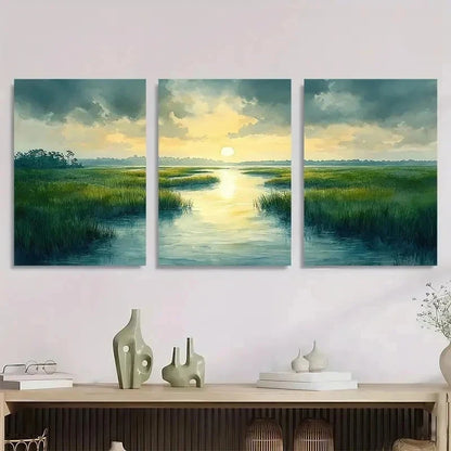 3pcs Charleston Watercolor Lowcountry Perfect Wall Art Set Canvas Framed 40x60cm - High Quality Print 100% Australian Made Wall Canvas Ready to Hang