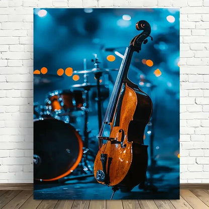 Beautiful Cello Symphony Night Scene Painting 40x60cm Metal Print Ready to Hang