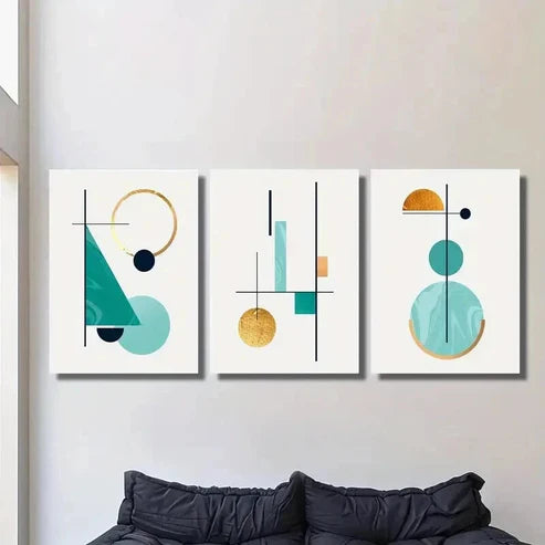 3pcs Abstract Geometric Aesthetics Wall Art Canvas Unframed – High Quality Print 100% Australian Made Wall Canvas