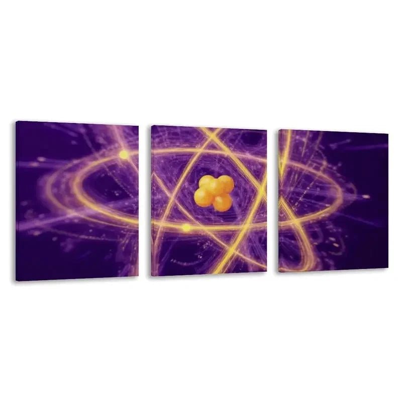 3pcs Quantum Physics And The Atomic World Wall Art Set Canvas Framed 40x60cm - High Quality Print 100% Australian Made Wall Canvas Ready to Hang