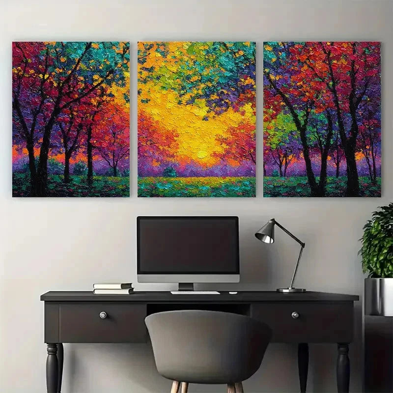 3pcs Impressionist Landscape Giclée Perfect  Wall Art Set Canvas Framed 40x60cm - High Quality Print 100% Australian Made Wall Canvas Ready to Hang