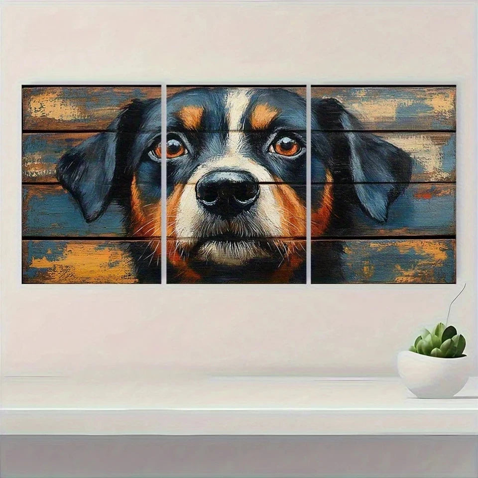 3pcs Moody Animal Rustic Vintage Dog Metal Print Ready to Hang Art