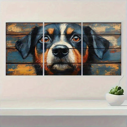 3pcs Moody Animal Rustic Vintage Dog Metal Print Ready to Hang Art