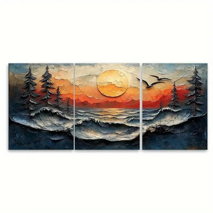 3pcs Landscape Painting Original Landscape RT  Wall Art Set Canvas Framed 50x70cm - High Quality Print 100% Australian Made Wall Canvas Ready to Hang