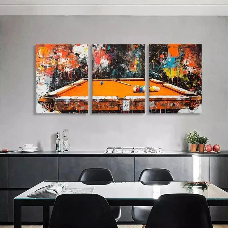 3pcs Abstract Billiards Pool Table Club Perfect Wall Art Set Canvas Framed 40x60cm - High Quality Print 100% Australian Made Wall Canvas Ready to Hang