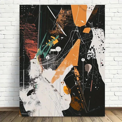 Beautiful Geometric Shapes In Black White Painting 40x60cm Metal Print Ready to Hang