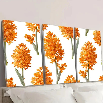 3pcs Orange Hyacinth, Flower Wall Art Set Canvas Framed 60x90cm - High Quality Print 100% Australian Made Wall Canvas Ready to Hang
