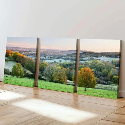 3pcs Rolling Hills Trees and Sunlit Meadows Wall Art Set Canvas Framed 40x60cm - High Quality Print 100% Australian Made Wall Canvas Ready to Hang