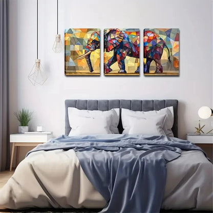3pcs Triptych Abstract Elephant Décor Perfect Wall Art Set Canvas Framed 40x60cm - High Quality Print 100% Australian Made Wall Canvas Ready to Hang