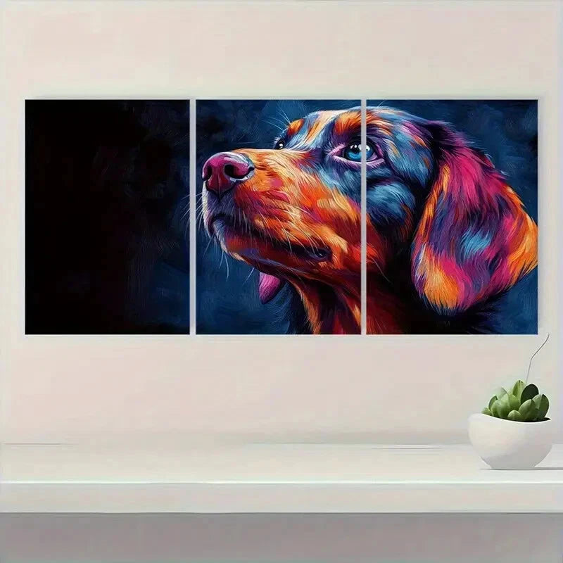 3pcs Colorful Dog Breed Vibrant Canine Metal Print Ready to Hang Art