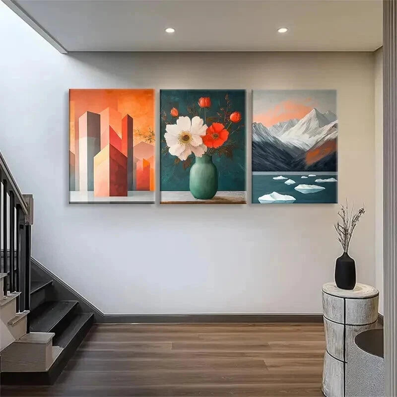 3pcs Modern Abstract Shapes Nature Perfect Wall Art Set Canvas Framed 40x60cm - High Quality Print 100% Australian Made Wall Canvas Ready to Hang