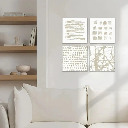 4pcs Vintage Olive Branch Square Print Wall Art Canvas Framed