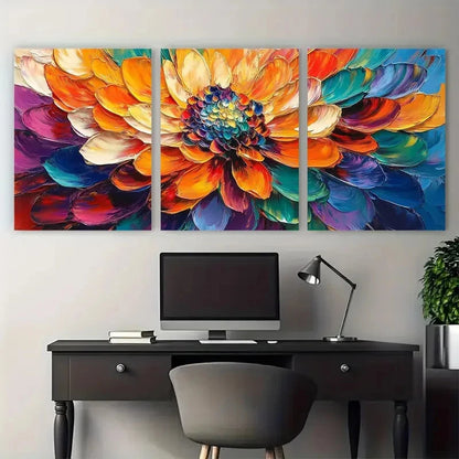 3pcs Bright and Bold Colored Flower Paintings Wall Art Set Canvas Framed 40x60cm - High Quality Print 100% Australian Made Wall Canvas Ready to Hang