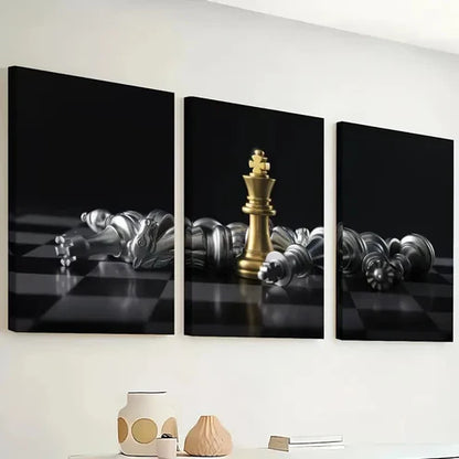 3pcs Featuring Chess And Board Games Wall Art Set Canvas Unframed - High Quality Print 100% Australian Made Wall Canvas