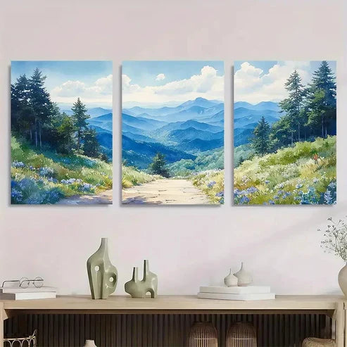 3pcs Blue Ridge Parkway Appalachian Wall Art Set Canvas Unframed - High Quality Print 100% Australian Made Wall Canvas