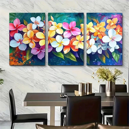 3pcs Thai Floral Oriental Thailand Décor Perfect  Wall Art Set Canvas Framed 40x60cm - High Quality Print 100% Australian Made Wall Canvas Ready to Hang
