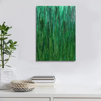 Thatch Grass Meadow Colorful Painting 40x60cm Metal Print Ready to Hang