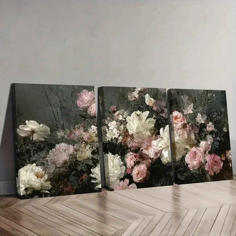 3pcs Painting Array Of Flowers Including Wall Art Set Canvas Framed 40x60cm - High Quality Print 100% Australian Made Wall Canvas Ready to Hang