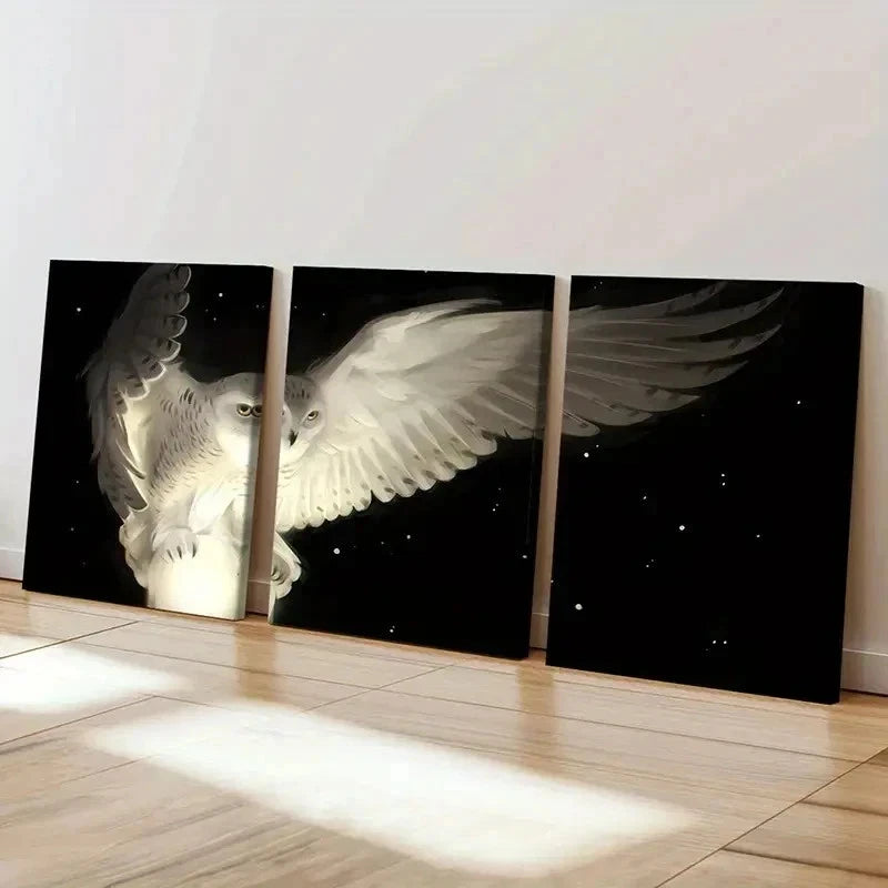 3pcs Fantasy Animal Art Owl Vintage Wall Art Set Canvas Framed 40x60cm - High Quality Print 100% Australian Made Wall Canvas Ready to Hang
