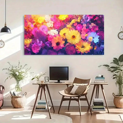 Abstract Floral Flower Deco Wall Art Canvas Office Home Room Framed 120x60cm