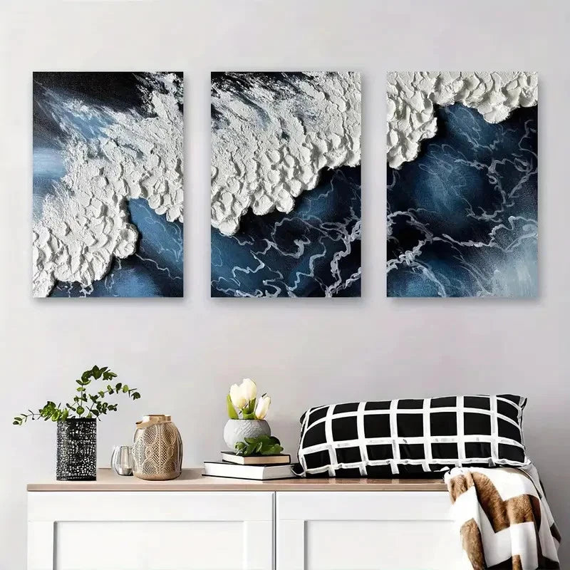 3pcs Seascape Paintings Coastal Metal Print Ready to Hang Art