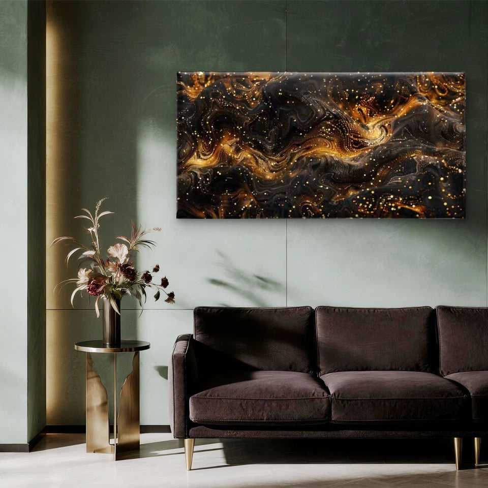 Molten Midnight Wall Art Canvas Office Home Room Framed 120x60cm