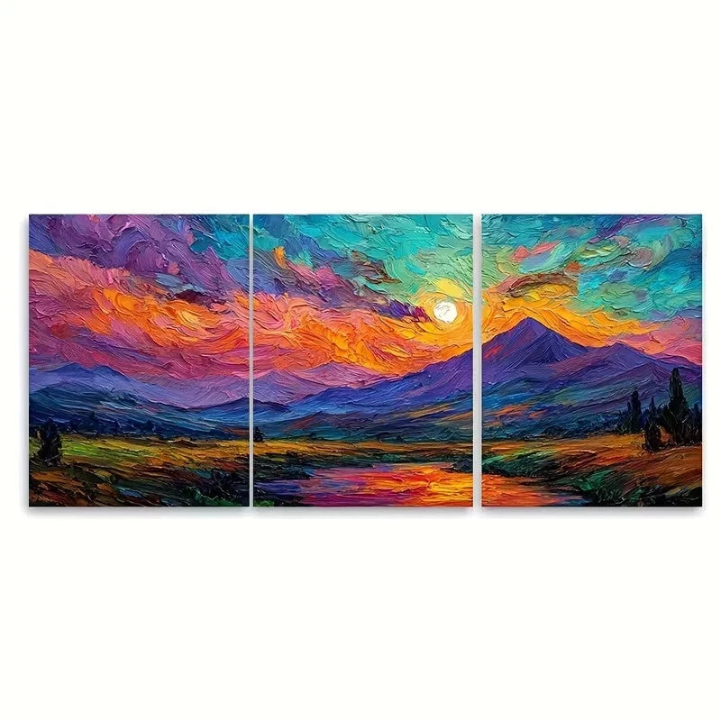 3pcs Mountain River Landscape Wall Art Set Canvas Framed 40x60cm – High Quality Print 100% Australian Made Wall Canvas Ready to Hang