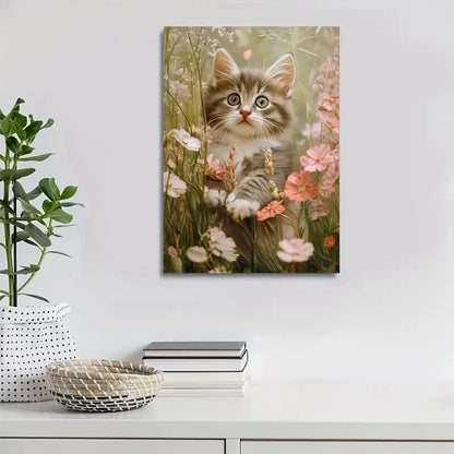 Adorable Norwegian Forest Cat Kitten Painting 40x60cm Metal Print Ready to Hang