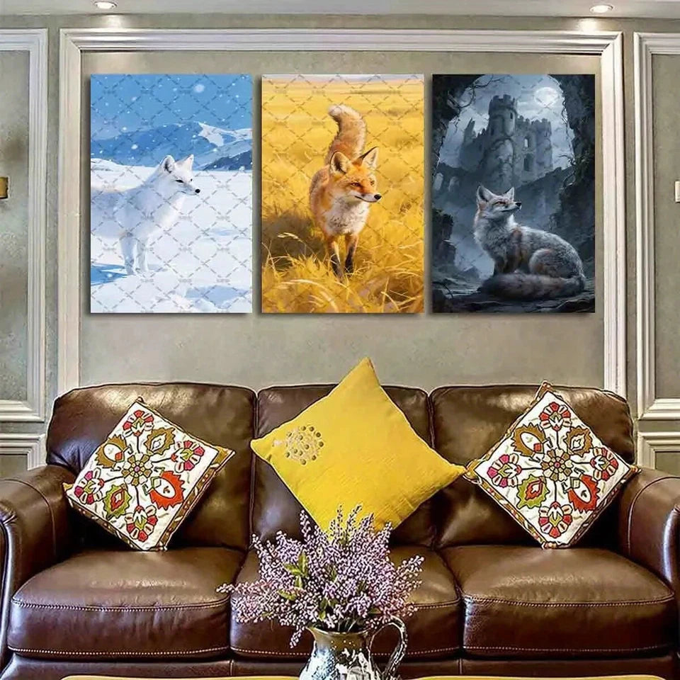 3pcs Sunlit Wheat Field & Moonlit Forest Scene Metal Print Ready to Hang Art