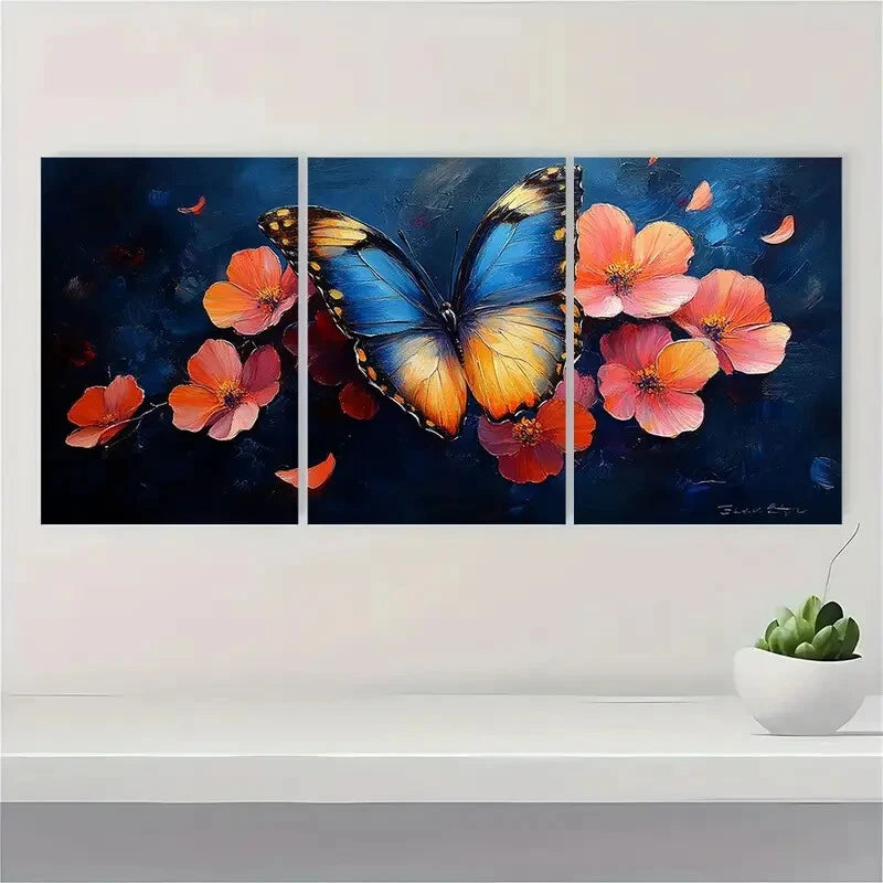 3pcs Butterfly Flower Quote Modern Abstract Metal Print Ready to Hang Art