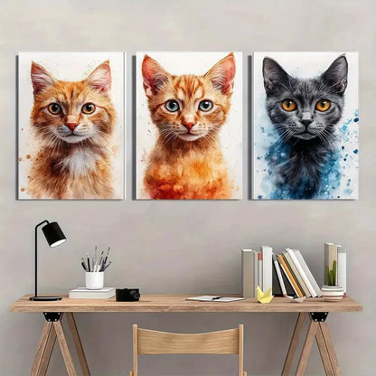 3pcs Watercolor Cat & Dog Aesthetic Animal Metal Print Ready to Hang Art