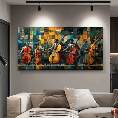 Modern Minimalist Cubist Music Wall Art Canvas Office Home Room Framed 120x60cm