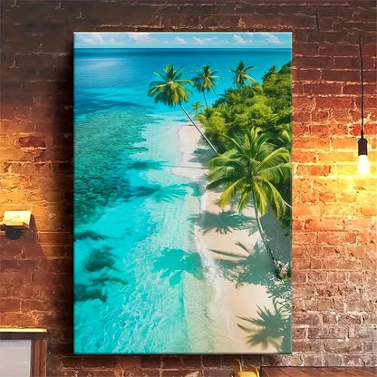 Vibrant Palm Trees & Crystal Clear Water 60x90cm Metal Print Ready to Hang